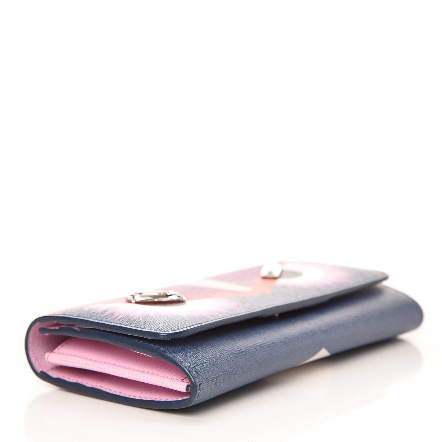 Vitello Elite Crystal Eye Monster Continental Wallet Cobalt Lavender Pink