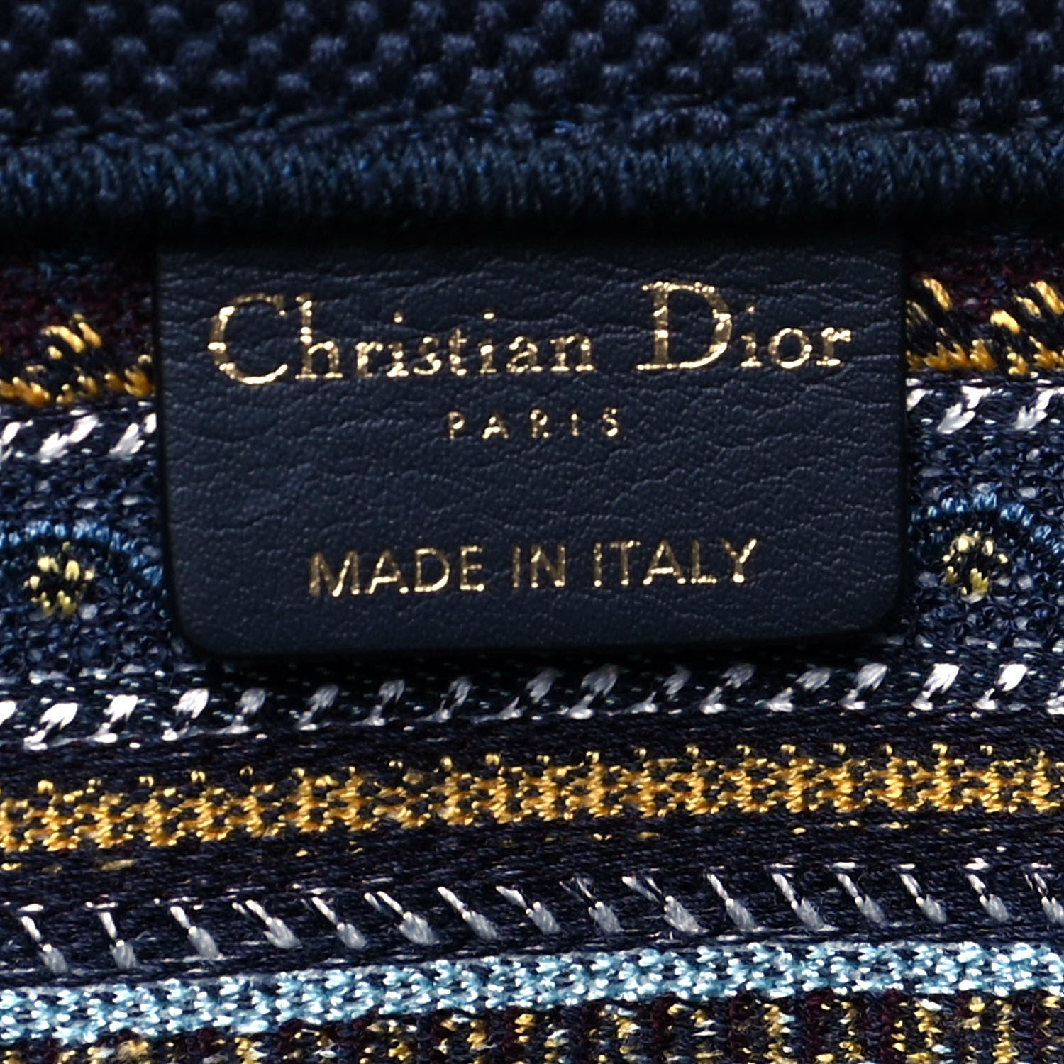 Christian Dior Canvas Embroidered Book Tote Blue Multicolor 6 of 11