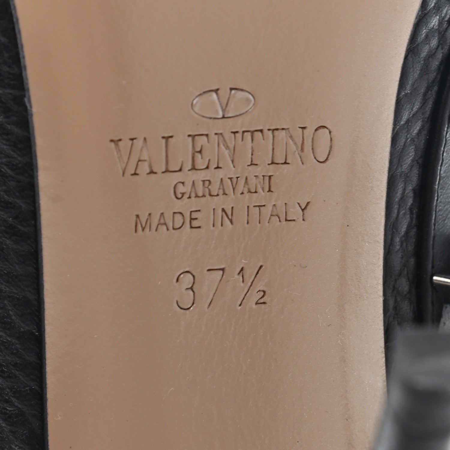 Valentino Garavani Pebbled Calfskin Stars Turquoise Rockstud Rolling Ankle Strap 100mm Pumps 37.5 Black 6 of 10