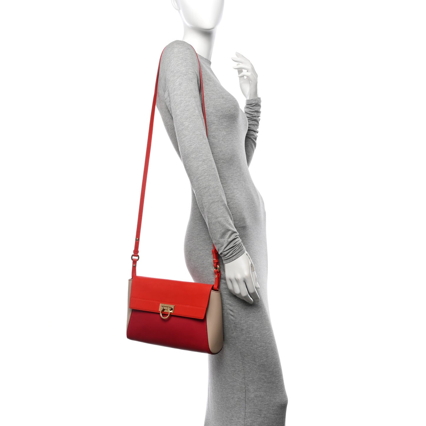Calfskin Abbey Crossbody Shoulder Bag Red Multicolor