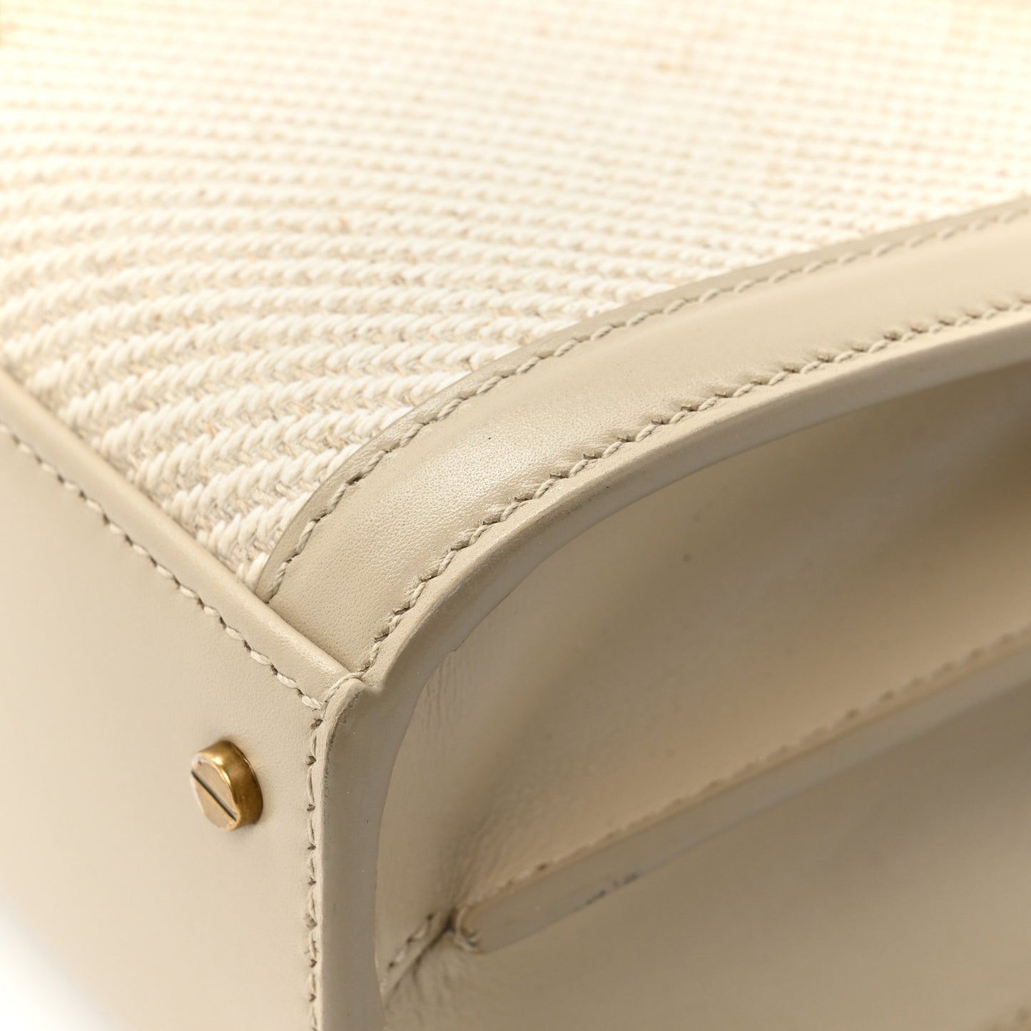Canvas Calfskin Mini Classic Monogram Cassandra Top Handle Beige Cream