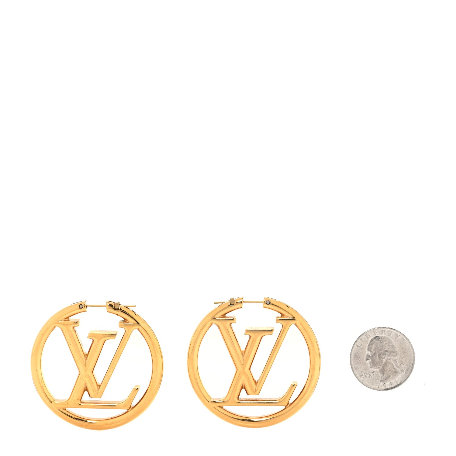 Louis Vuitton Metal Louise Hoop Earrings Gold 2 of 5