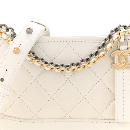 Chanel Patent Goatskin Quilted Small Gabrielle Hobo White 8 of 14