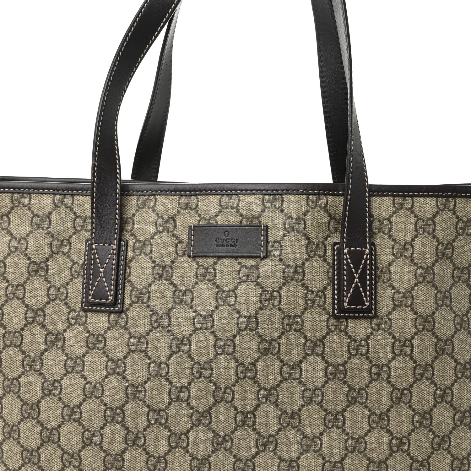 Gucci GG Supreme Monogram Medium Zippered Shopping Tote Dark Brown 8 of 10