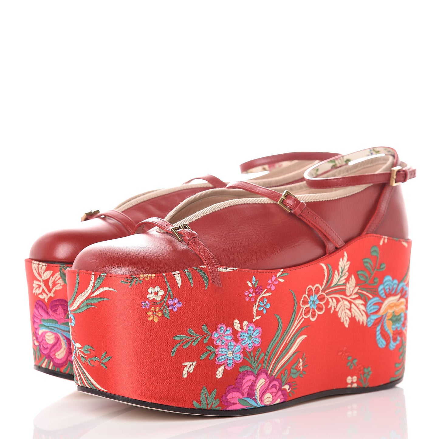 Malaga Kid Silk Hannelore Detachable Platform Slide 38 Hibiscus Red