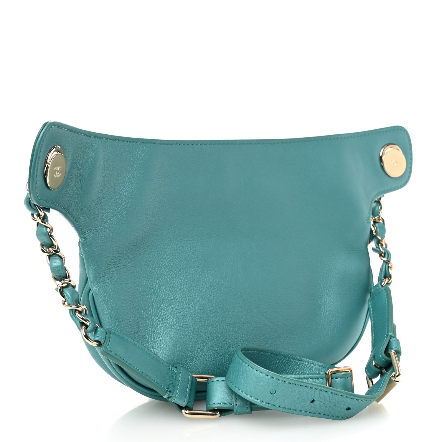 Chanel Metallic Calfskin Flap Chain Waist Bag Turquoise 3 of 11
