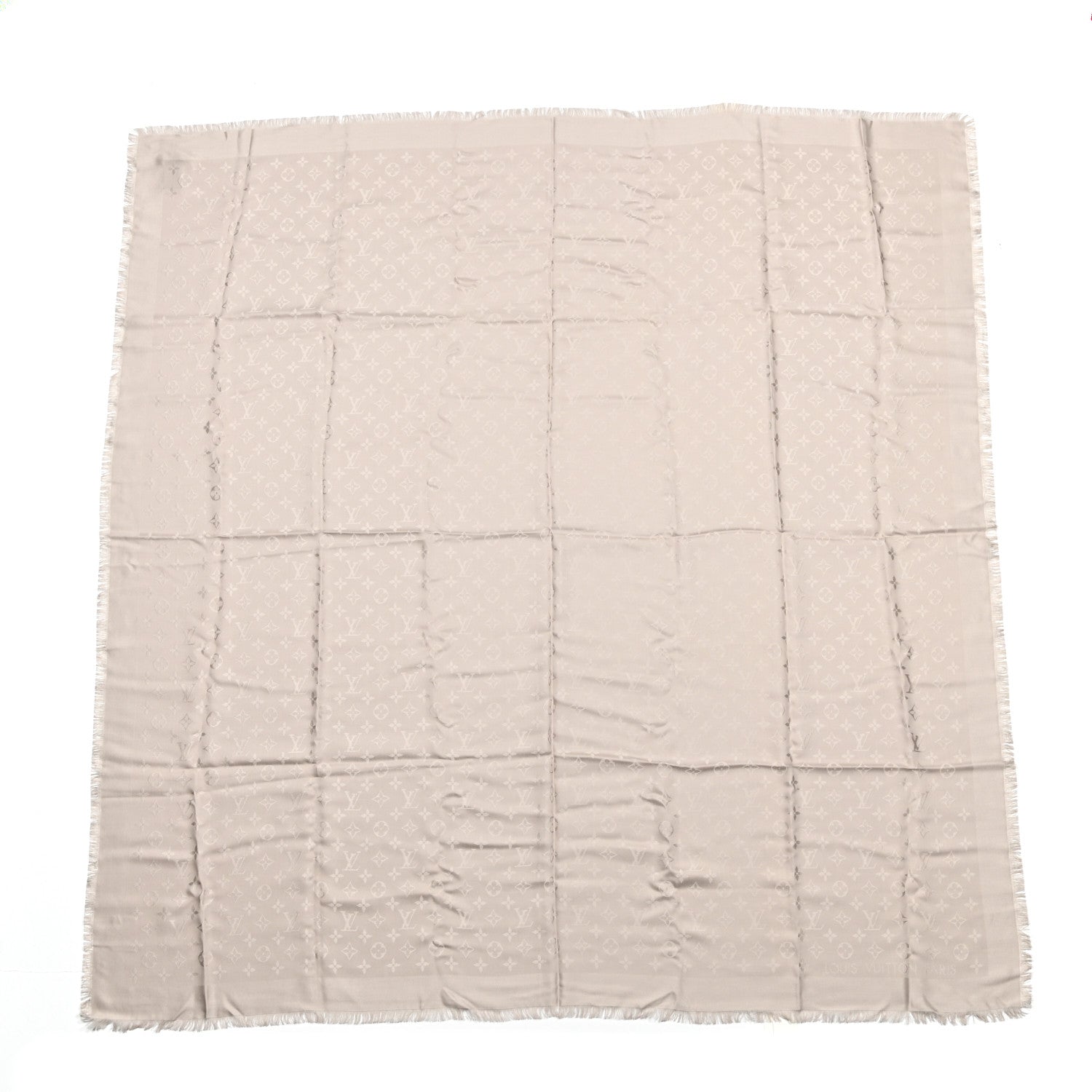 Louis Vuitton Silk Wool Monogram Shawl Greige 1 of 4