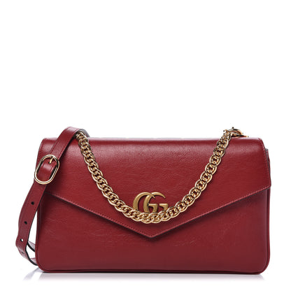 Gucci Calfskin Diagonal GG Medium Thiara Double Envelope Shoulder Bag Black Red 1 of 10