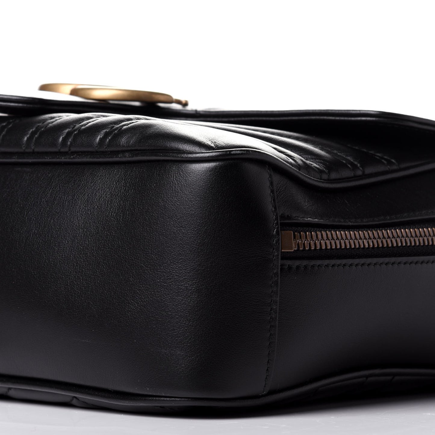 Calfskin Matelasse Sylvie Web Small GG Marmont Top Handle Shoulder Bag Black