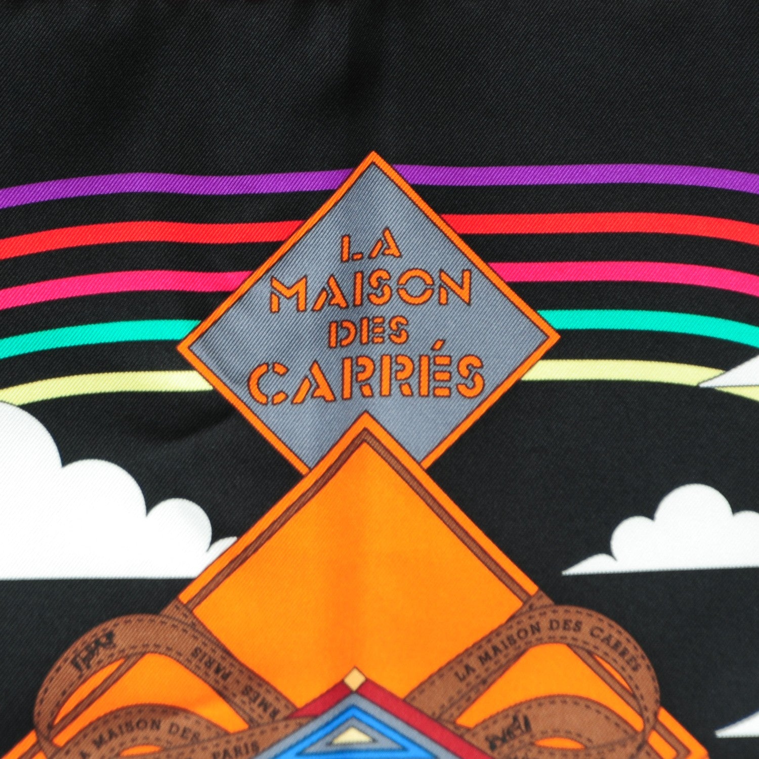 Hermes Silk La Maizeon Des Carres Scarf 90 Noir Gris Multicolor 4 of 6