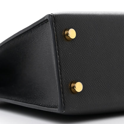 Hermes Madame Calfskin Lizard Mini Kelly Sellier Touch 20 Black 9 of 13