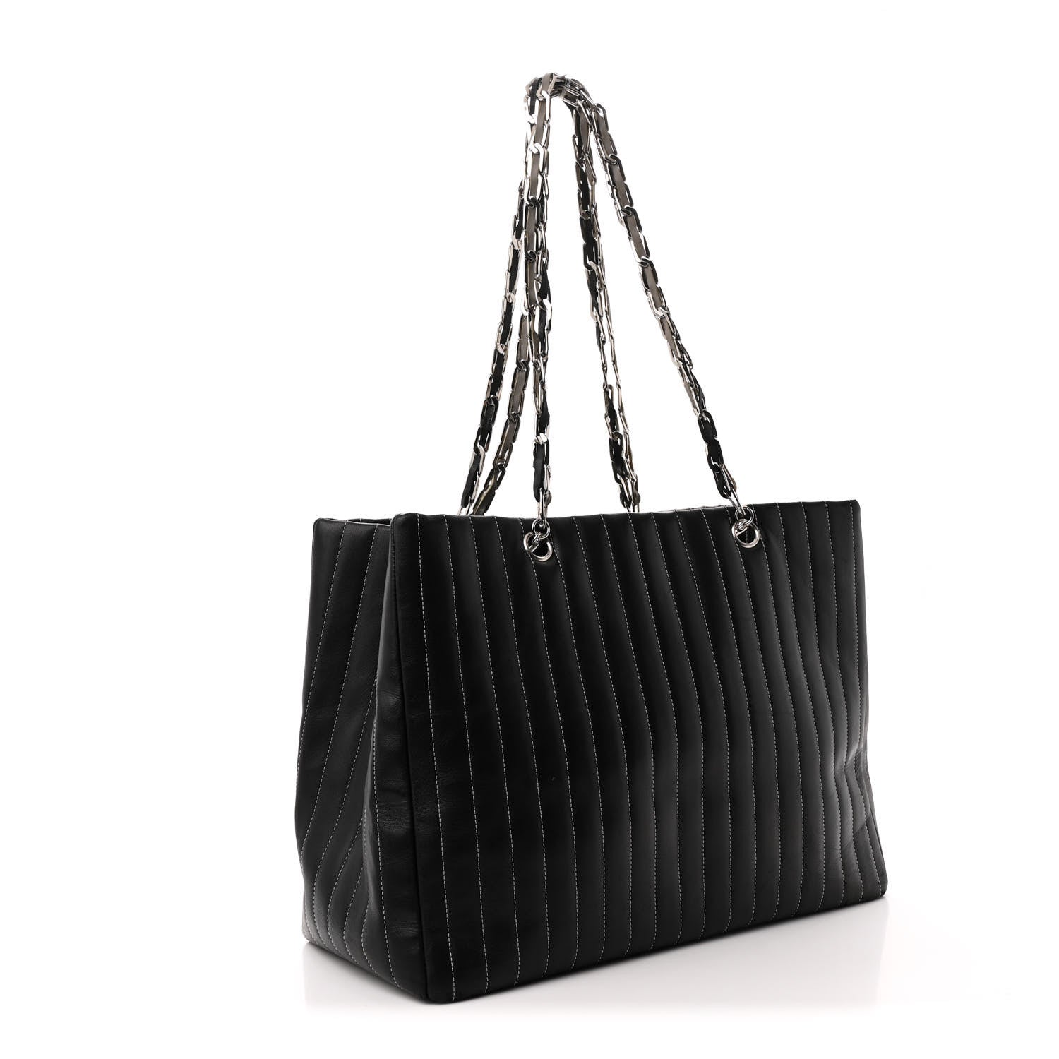 Chanel Lambskin Vertical Quilted Large Mademoiselle Tote Black 3 of 10