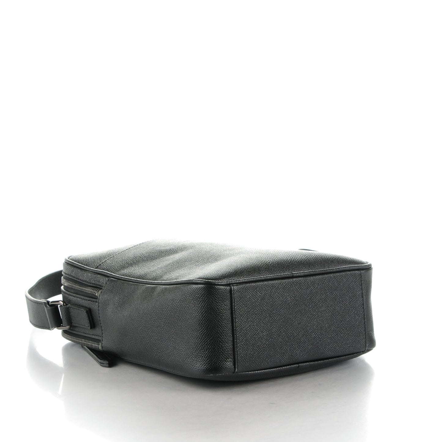 London Grainy Calfskin Messenger Bag Black