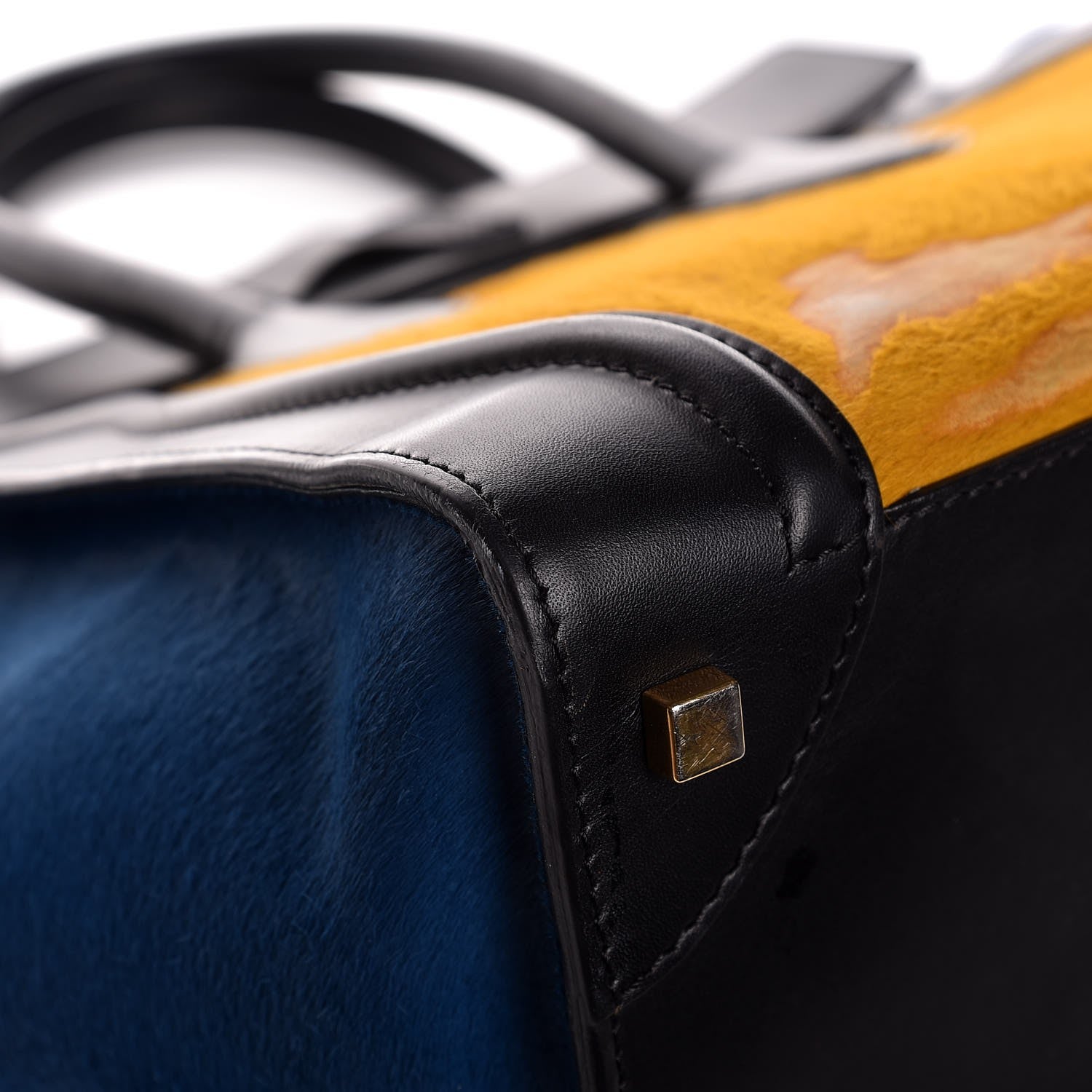Celine Pony Hair Mini Tri-Color Luggage Royal Blue 12 of 15