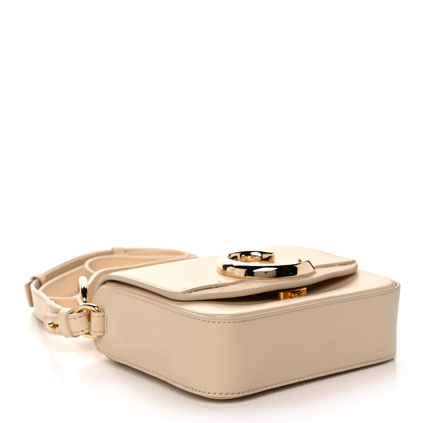 Shiny Calfskin Suede Mini C Double Carry Blondie Beige