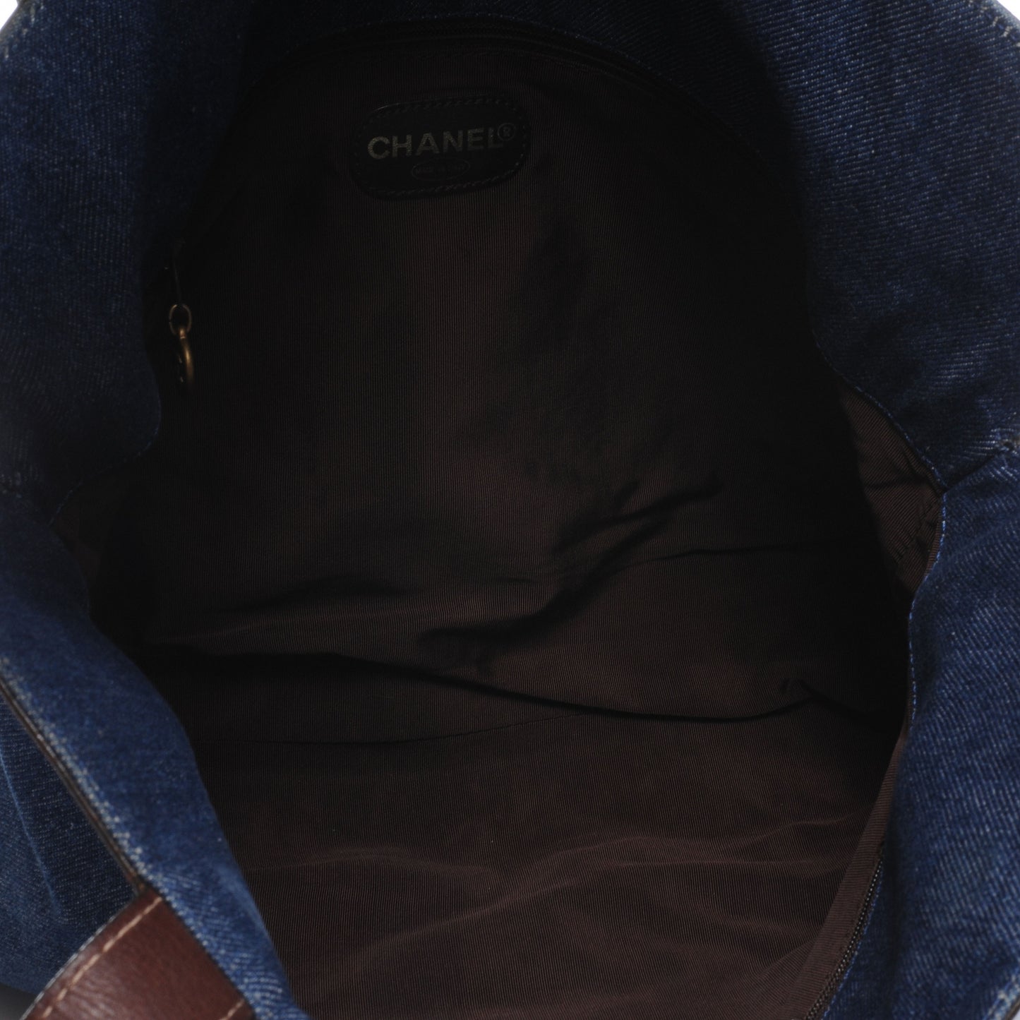 Calfskin Denim Shoulder Bag Brown