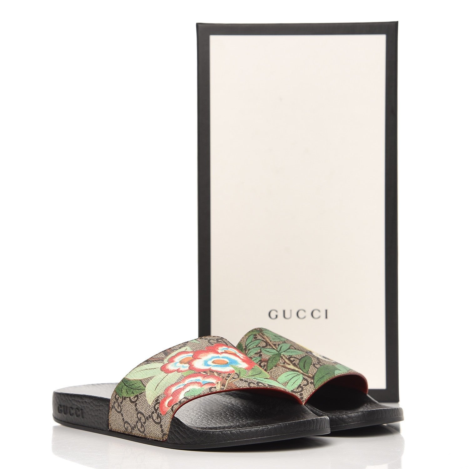 Gucci GG Supreme Monogram Tian Womens Slide Sandals 38 Beige Multicolor 8 of 8