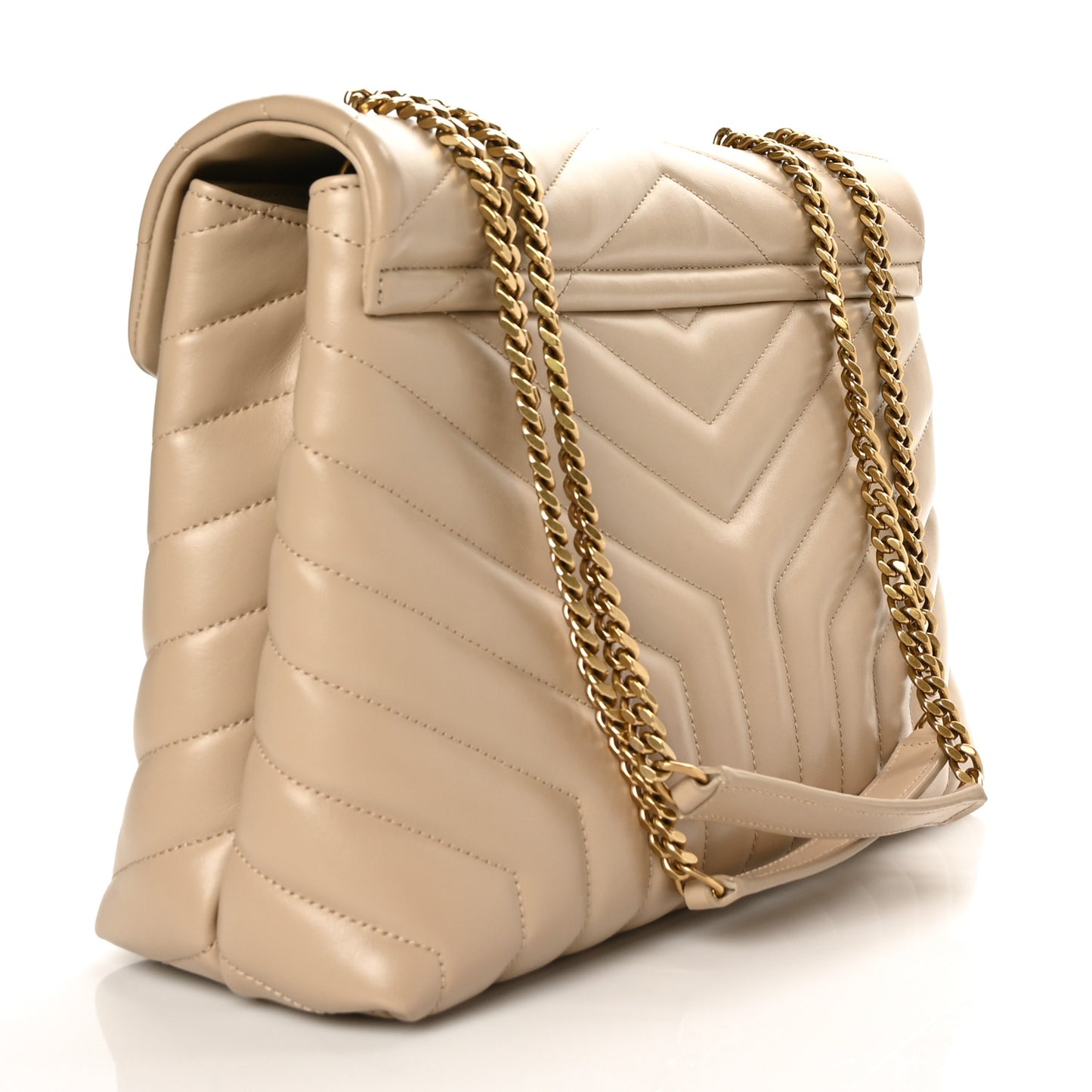 Calfskin Y Quilted Monogram Medium Loulou Chain Satchel Dark Latte