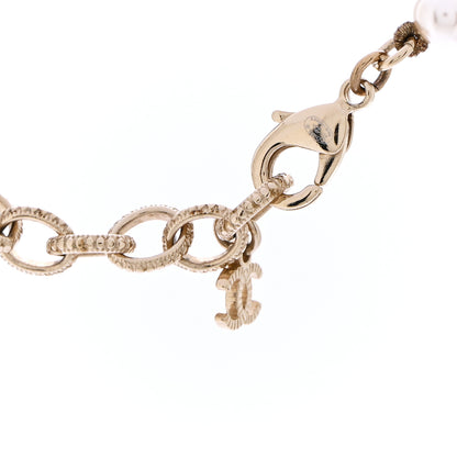 Chanel Pearl Crystal CC Short Logo Necklace Gold 6 of 7