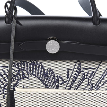 Hermes Vache Hunter Toile Pegase Pop Herbag Zip Retourne 31 PM Bleu Indigo 9 of 9