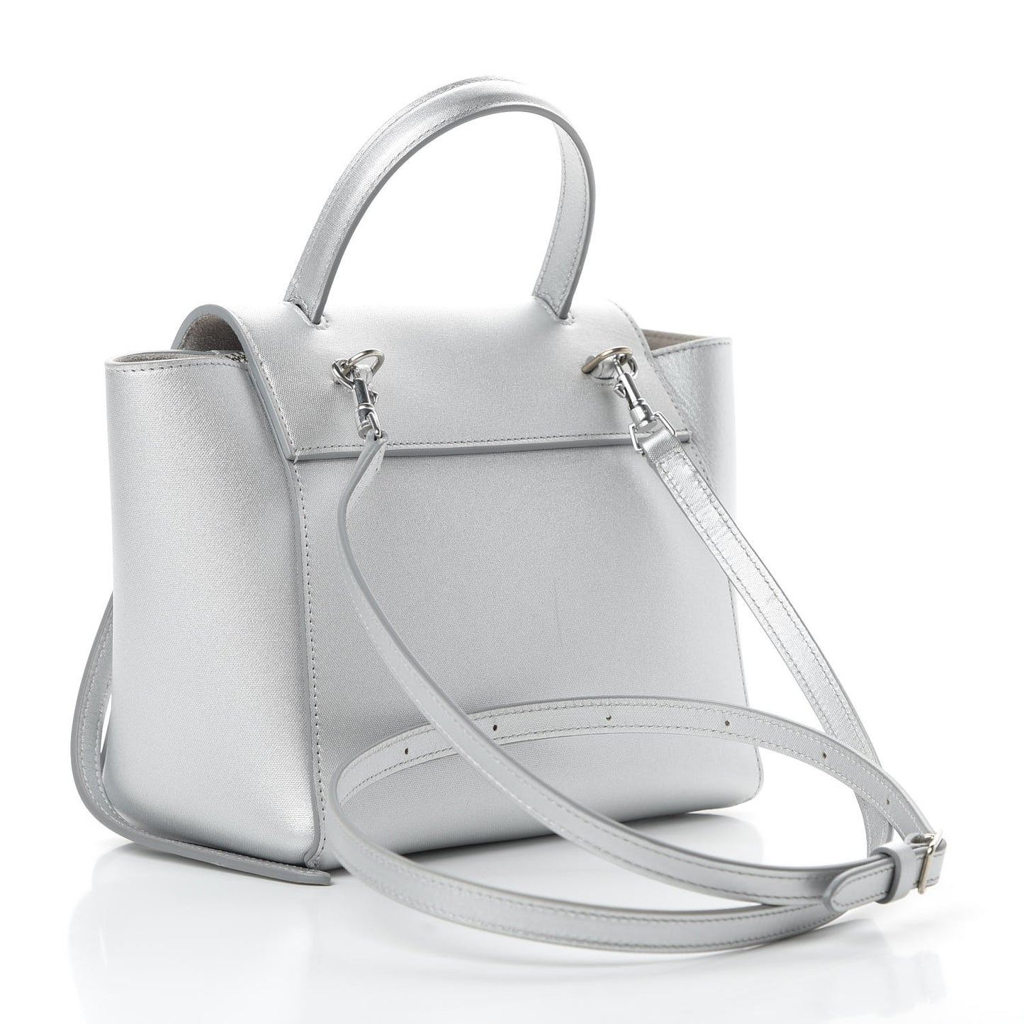 Laminated Calfskin Nano Belt Bag Silver