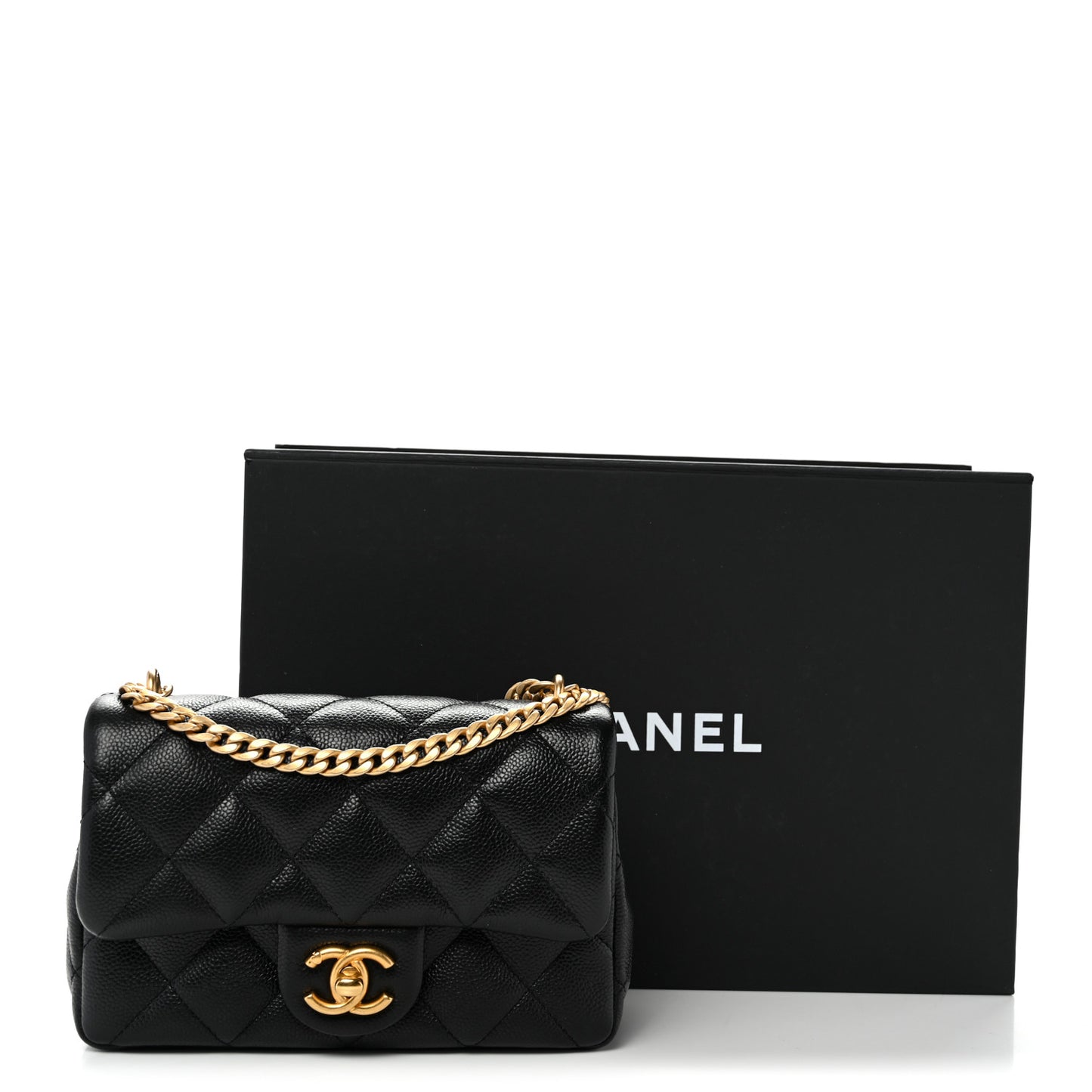 Caviar Quilted Mini Sweetheart Rectangular Flap Black
