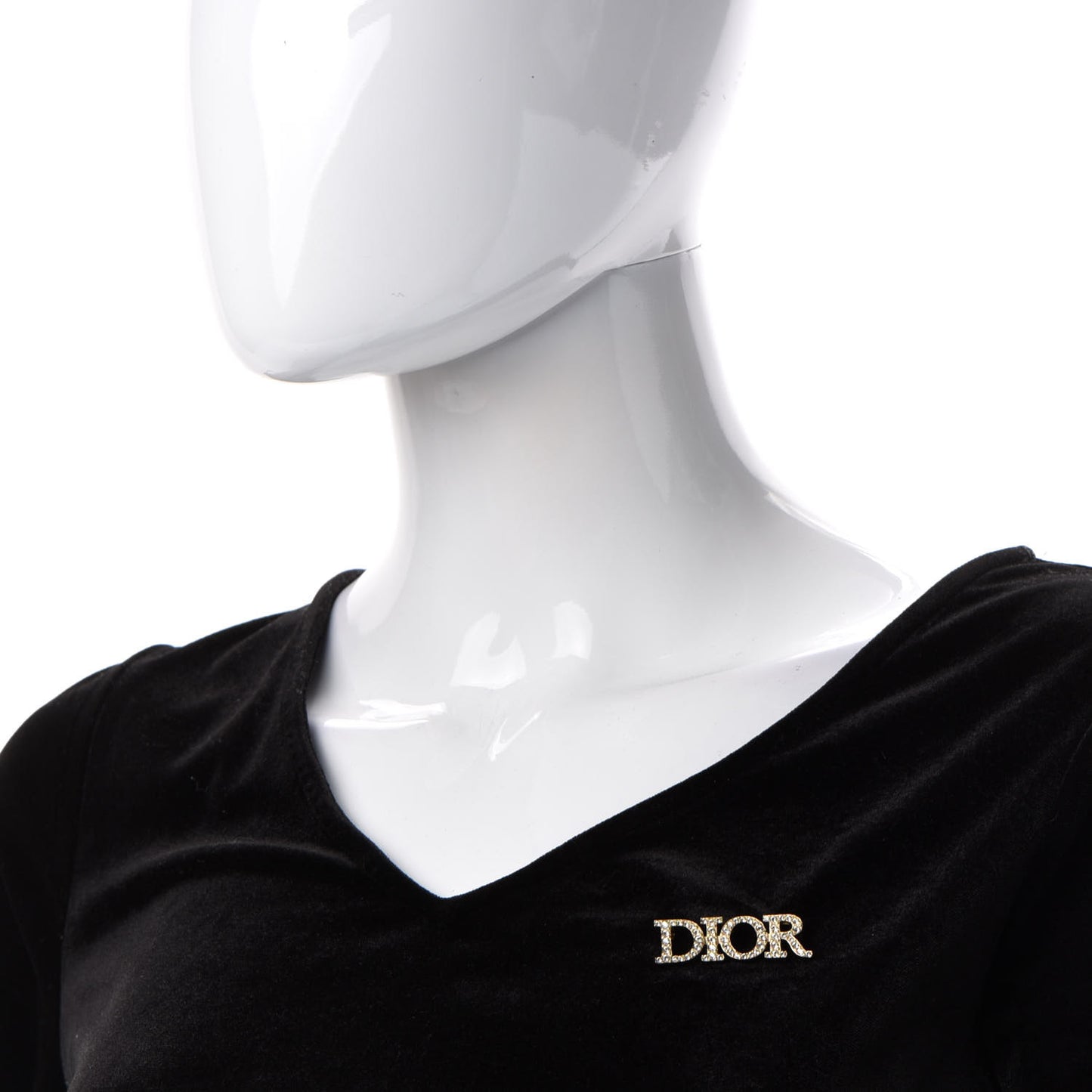 Crystal Dior Logo Brooch Gold