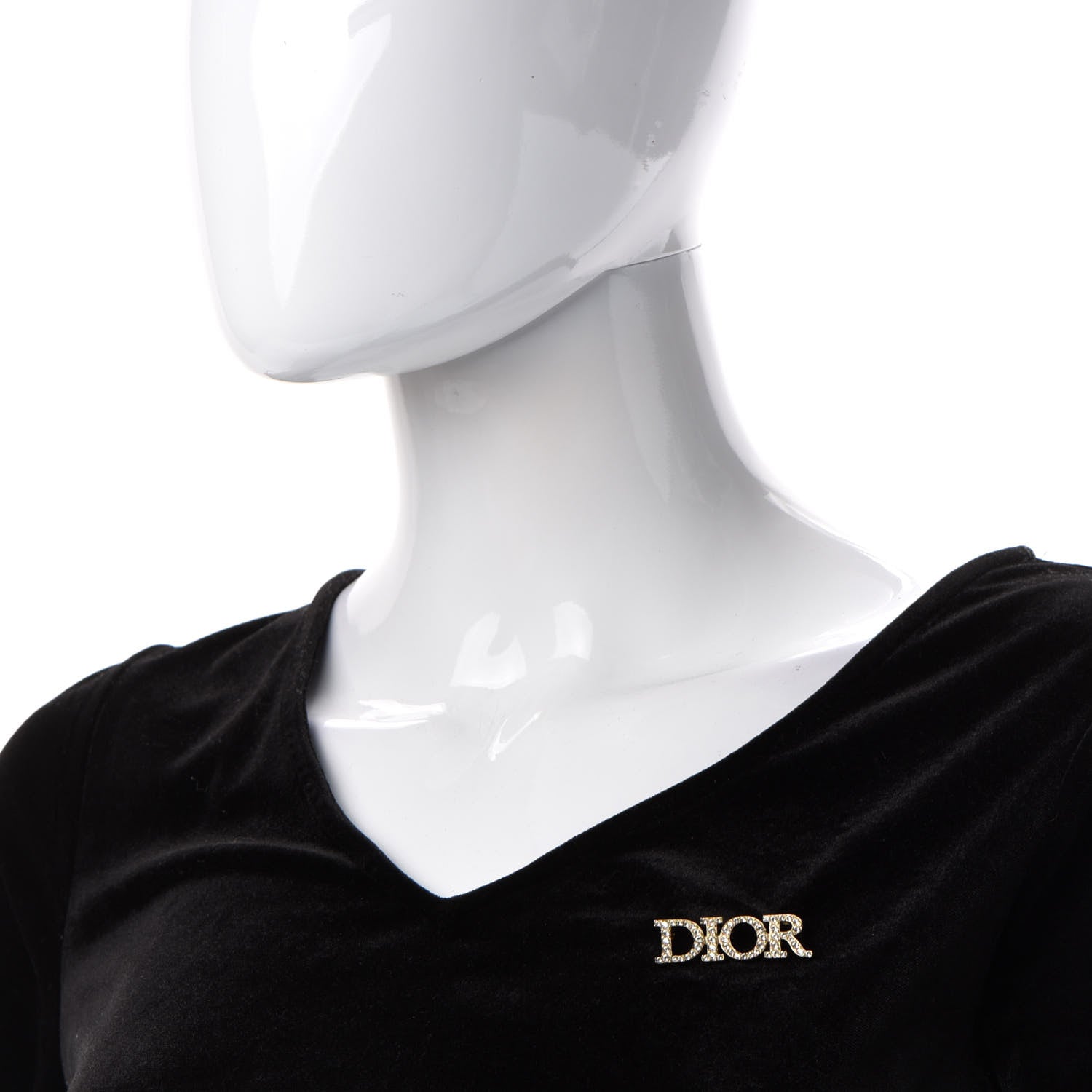 Christian Dior Crystal Dior Logo Brooch Gold 2 of 3