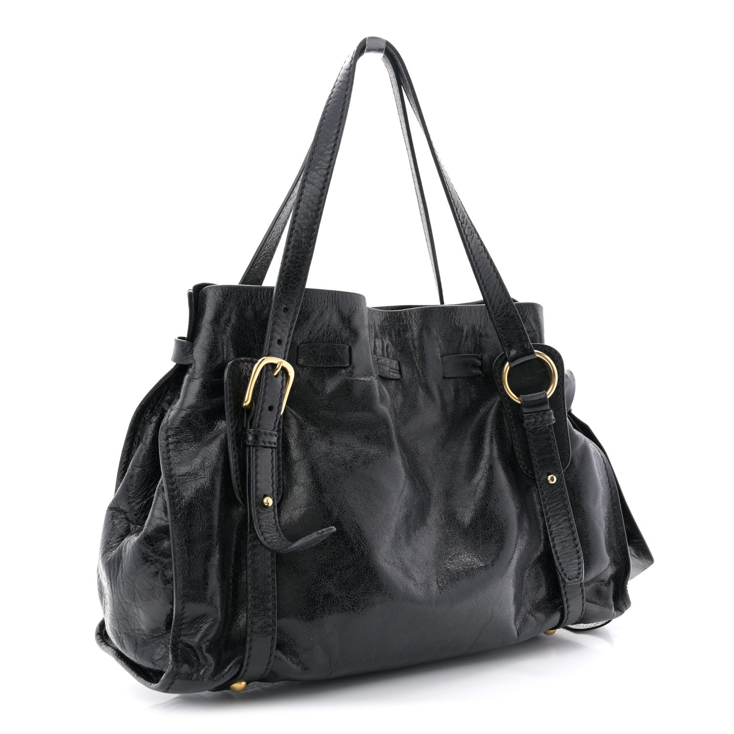 Miu Miu Vitello Lux Peggy Bow Tote Black 5 of 21