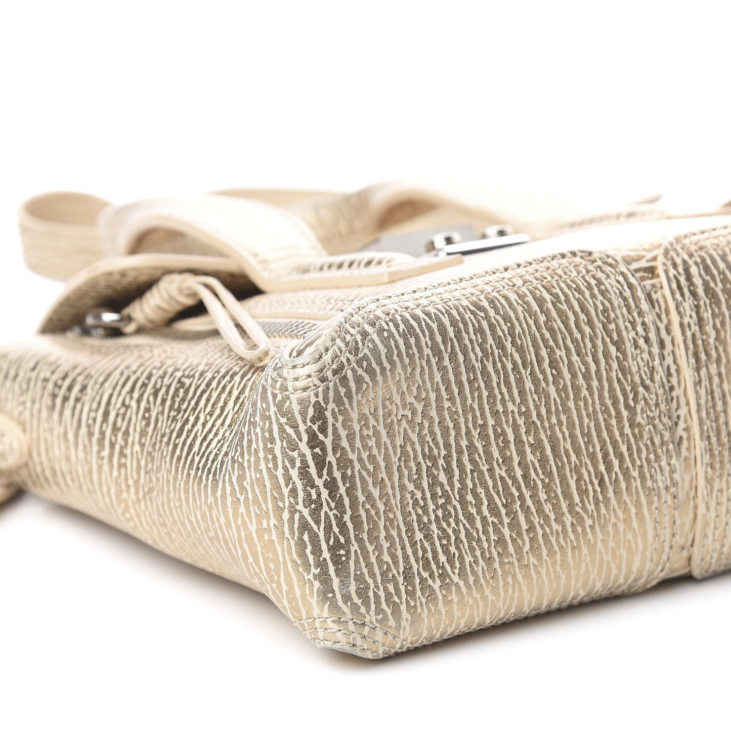 3.1 Textured Calfskin Mini Pashli Satchel Nude Platinum