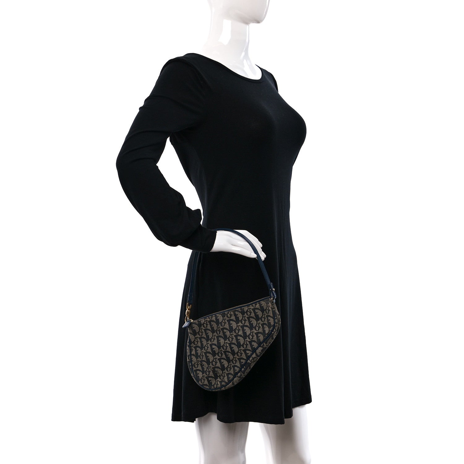 Christian Dior Monogram Mini Saddle Pochette Navy 2 of 9