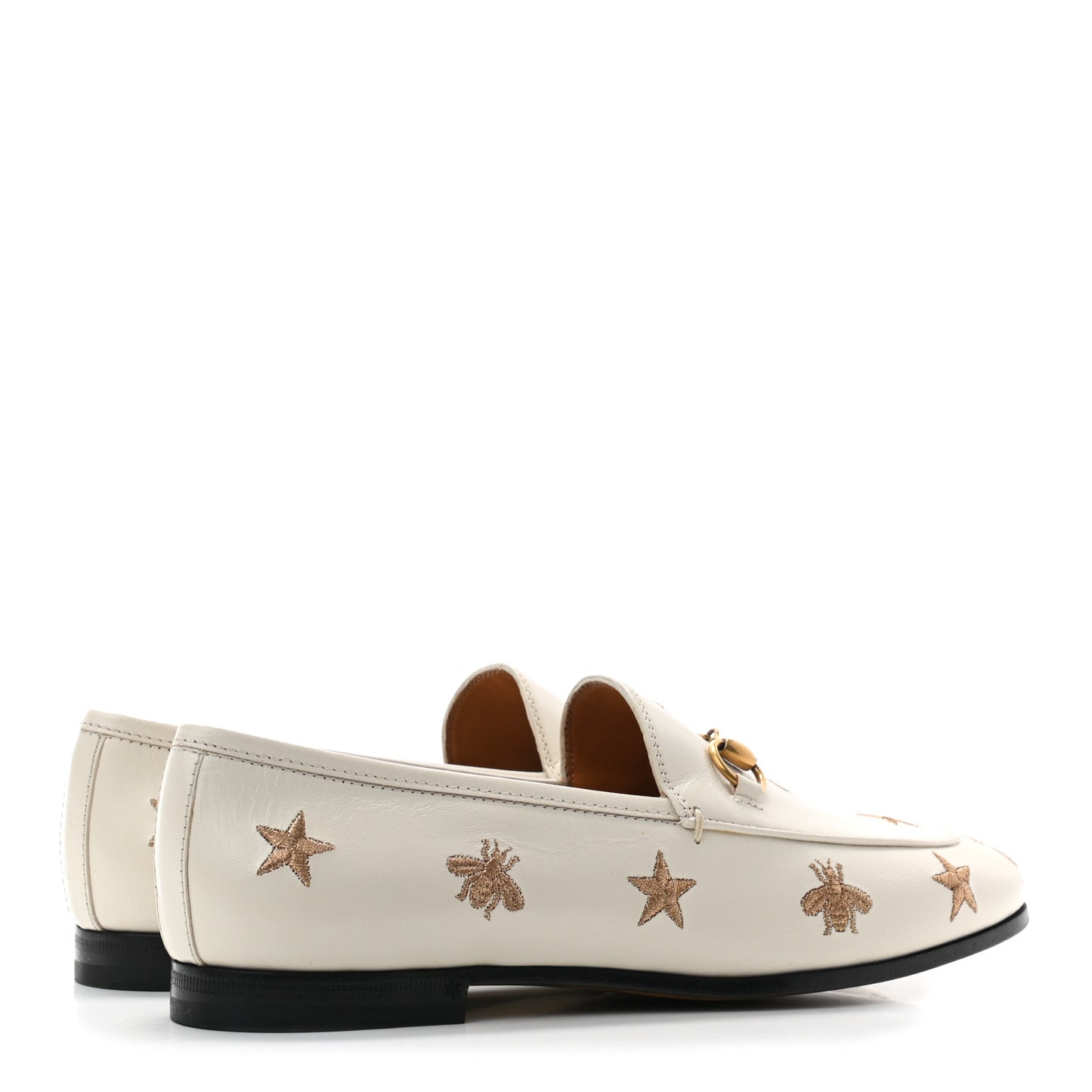 Goatskin Bee Star Embroidered Womens Jordaan Loafers 37.5 Mystic White