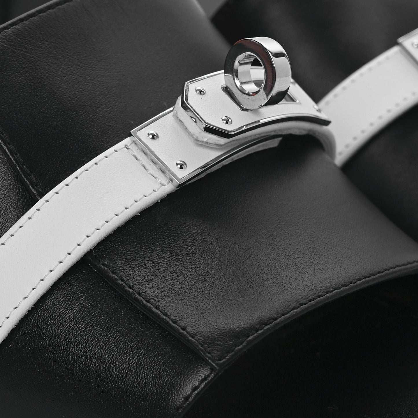 Calfskin Gigi 50 Sandals 37 White Black