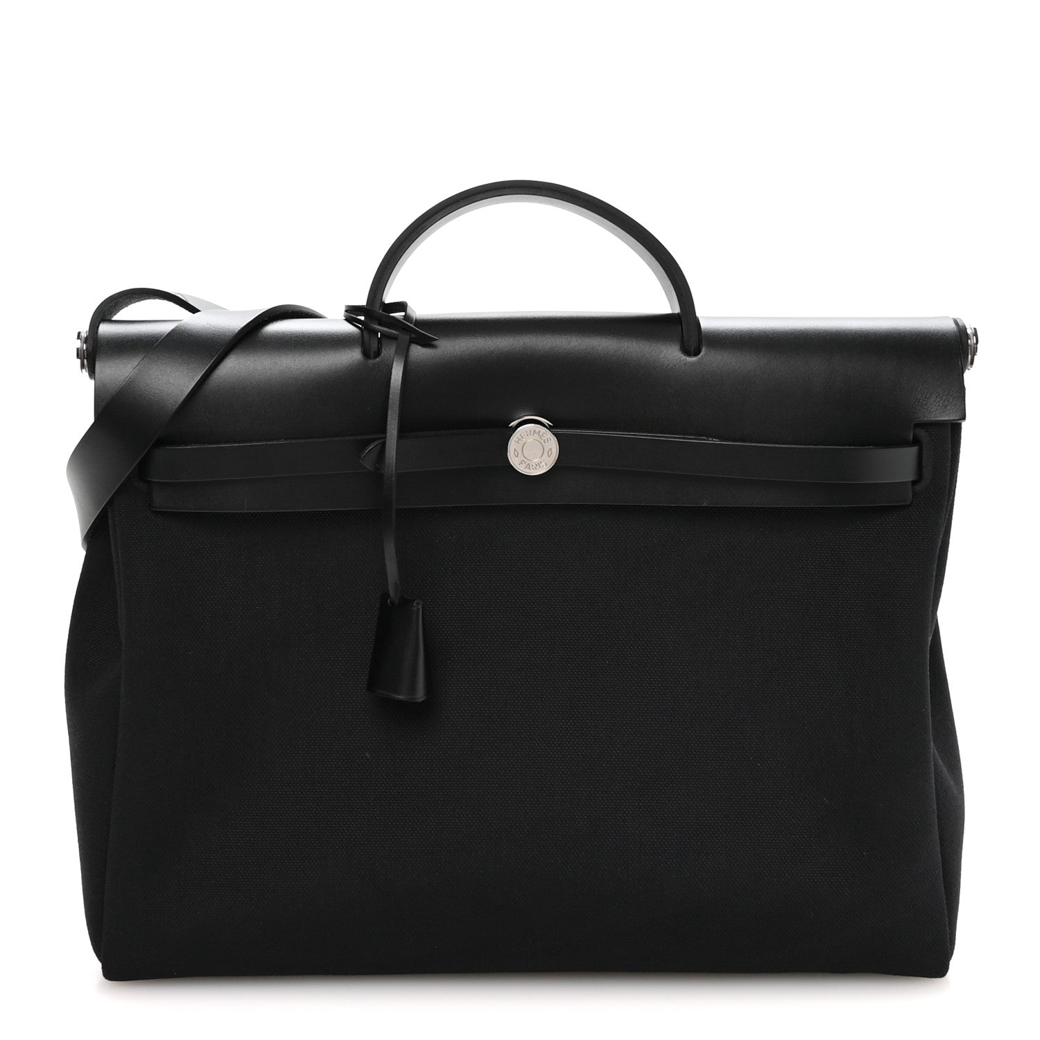 Hermes Toile Vache Hunter Herbag Messenger 39 Black 1 of 10