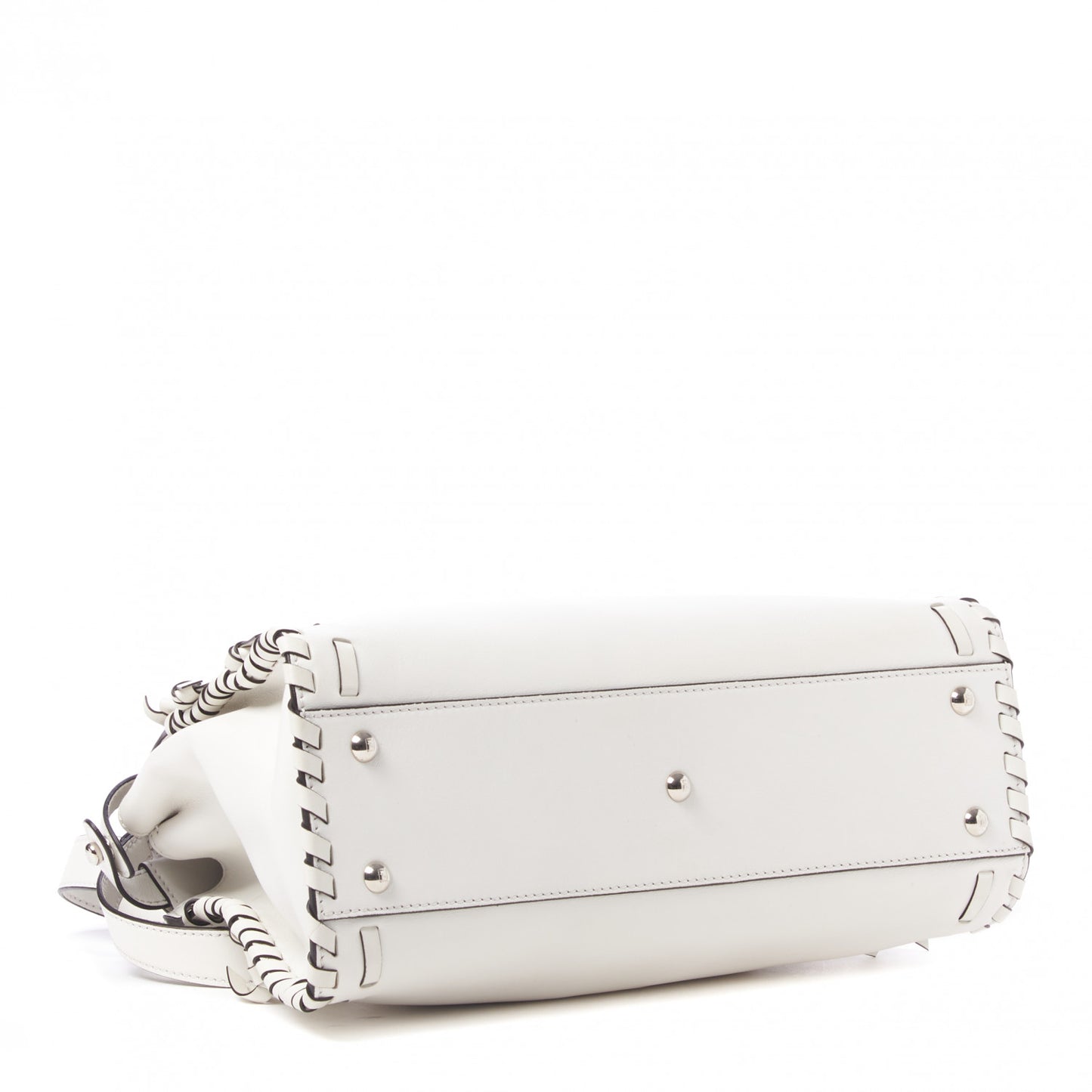 Vitello Seta Century Nappa Whipstitch Medium Peekaboo Iconic Satchel White