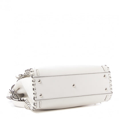 Fendi Vitello Seta Century Nappa Whipstitch Medium Peekaboo Iconic Satchel White 3 of 9