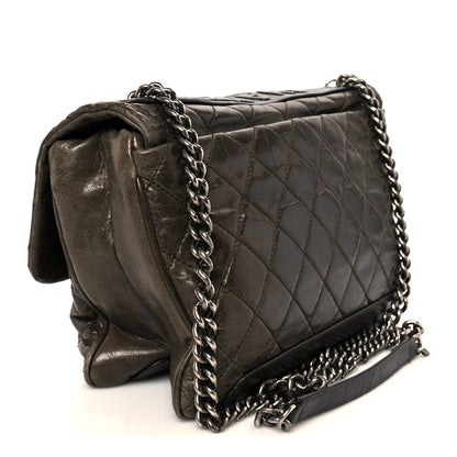 Chanel Aged Calfskin Quilted Accordion CC Flap Dark Brown 3 of 11