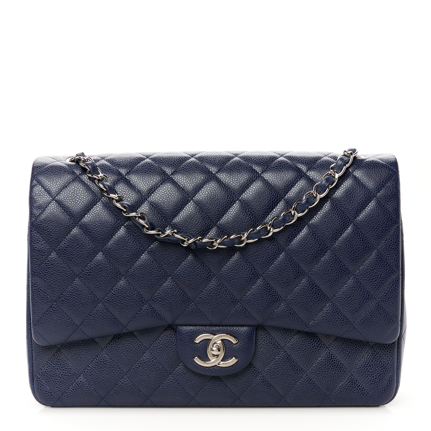 Chanel Caviar Quilted Maxi Double Flap Navy Blue 1 of 12
