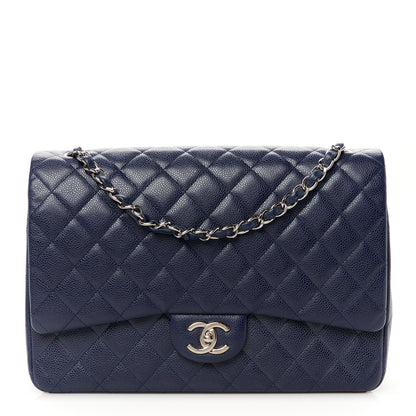 Chanel Caviar Quilted Maxi Double Flap Navy Blue 1 of 12