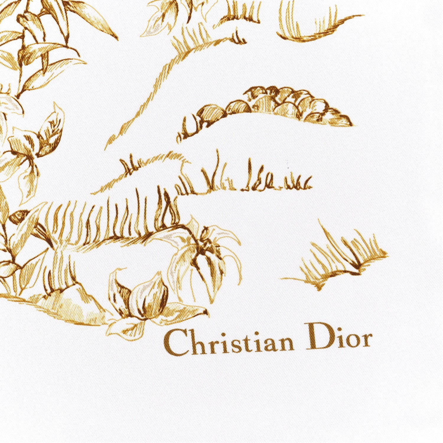 Christian Dior Silk Jardin D'Hiver Scarf White Gold 3 of 4