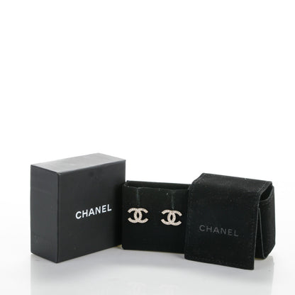 Chanel Crystal CC Earrings Silver 5 of 5