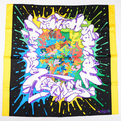 Hermes Silk Graff Graffiti Scarf 90 Noir Blanc Jaune Vif 2 of 5
