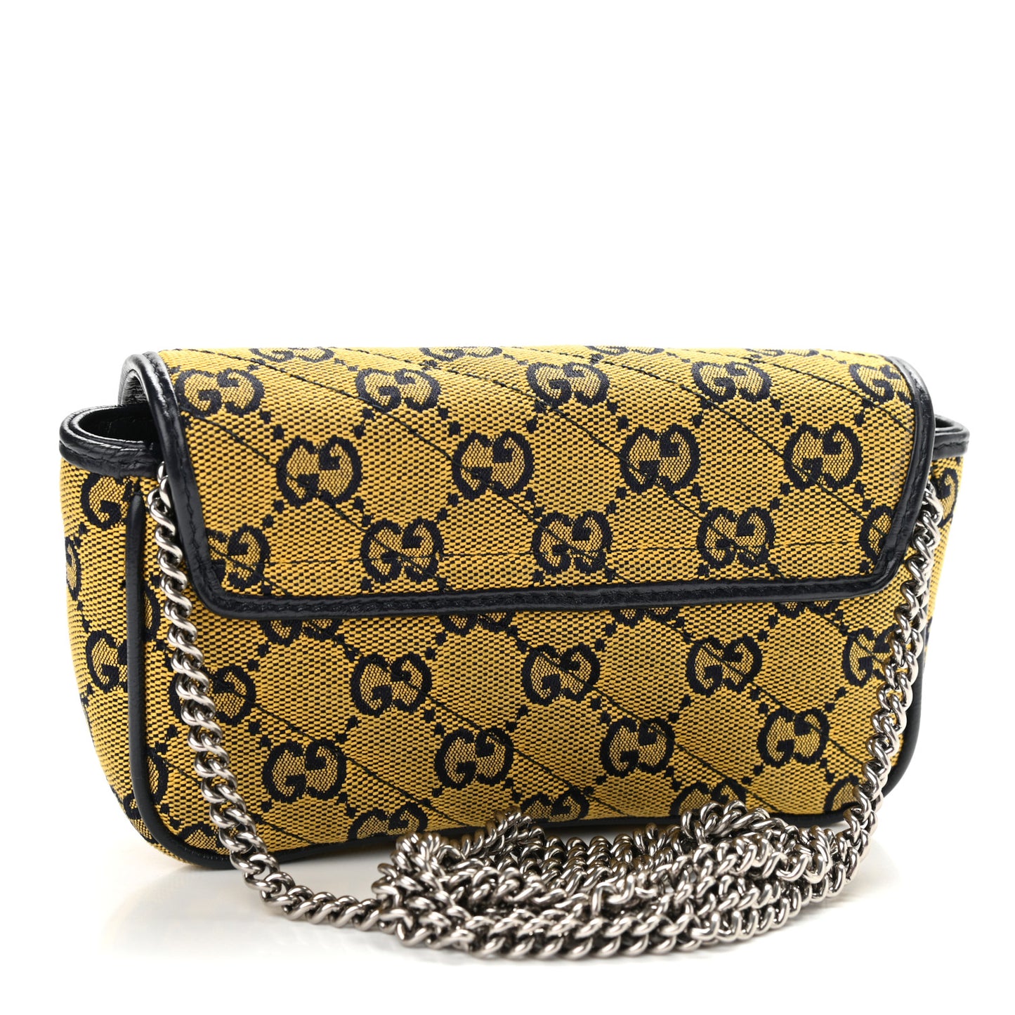 Monogram Multicolor Matelasse Diagonal Super Mini GG Marmont Shoulder Bag Yellow Blue
