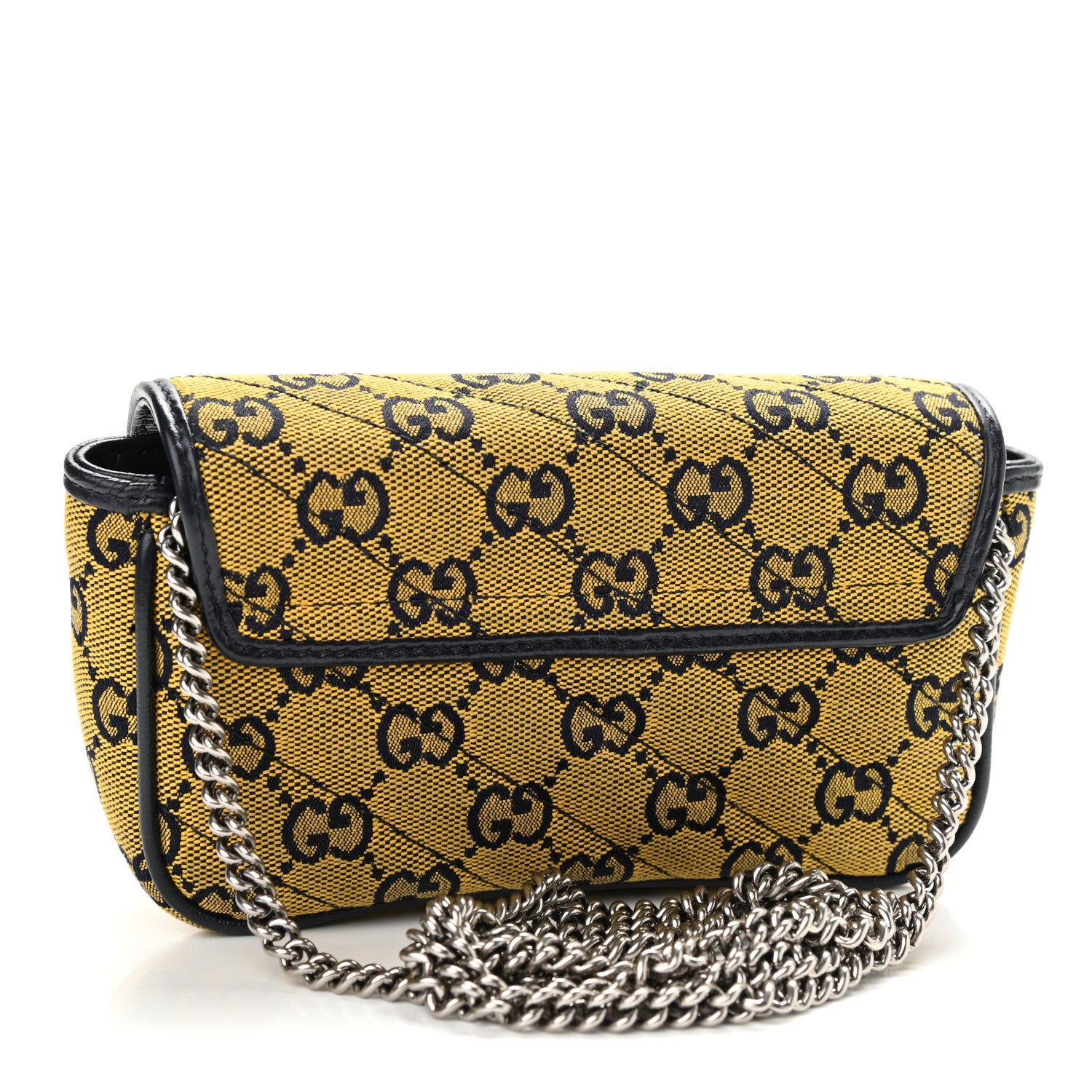 Gucci Monogram Multicolor Matelasse Diagonal Super Mini GG Marmont Shoulder Bag Yellow Blue 3 of 11