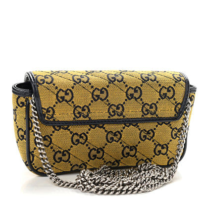 Gucci Monogram Multicolor Matelasse Diagonal Super Mini GG Marmont Shoulder Bag Yellow Blue 3 of 11