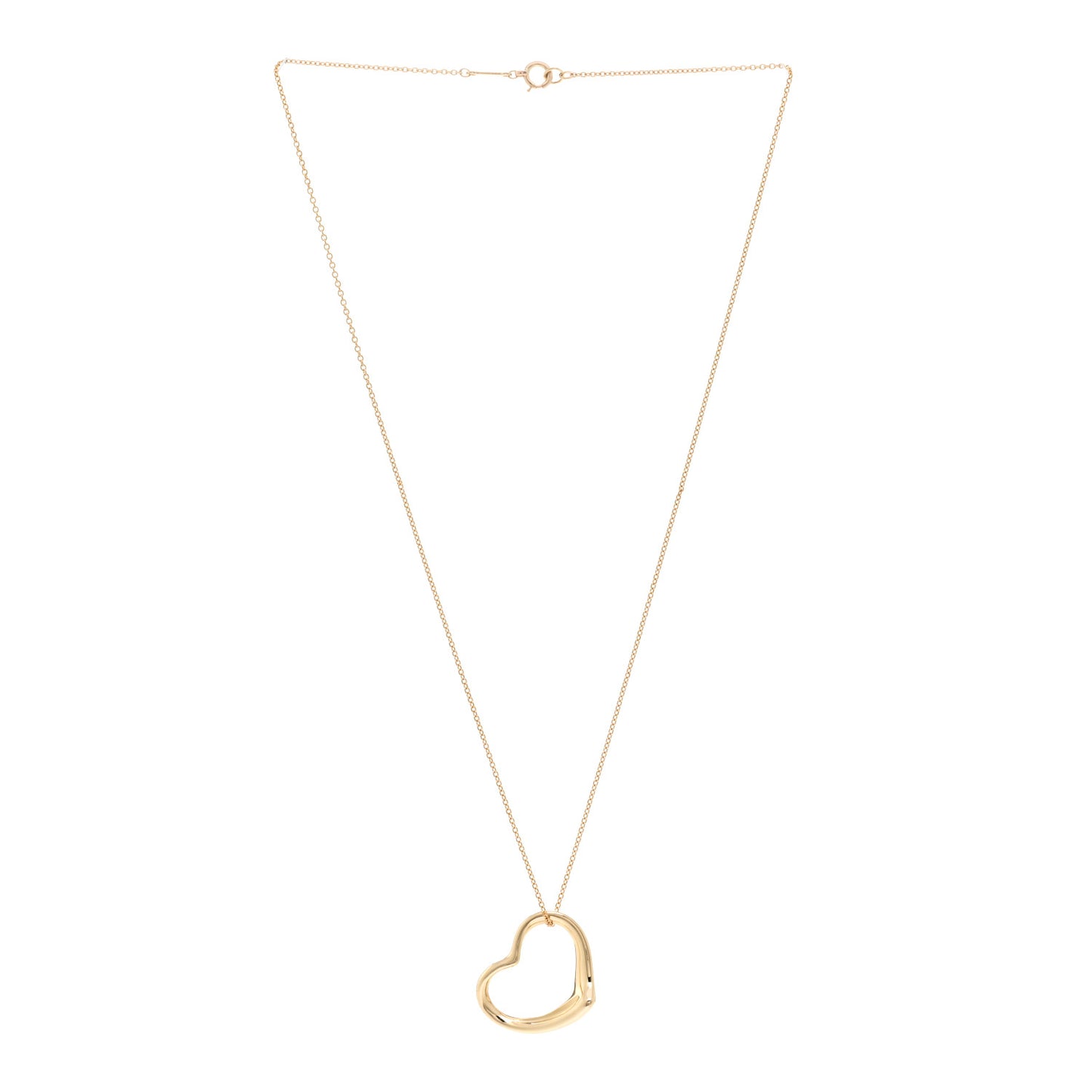 18K Yellow Gold 22mm Elsa Peretti Open Heart Pendant Necklace