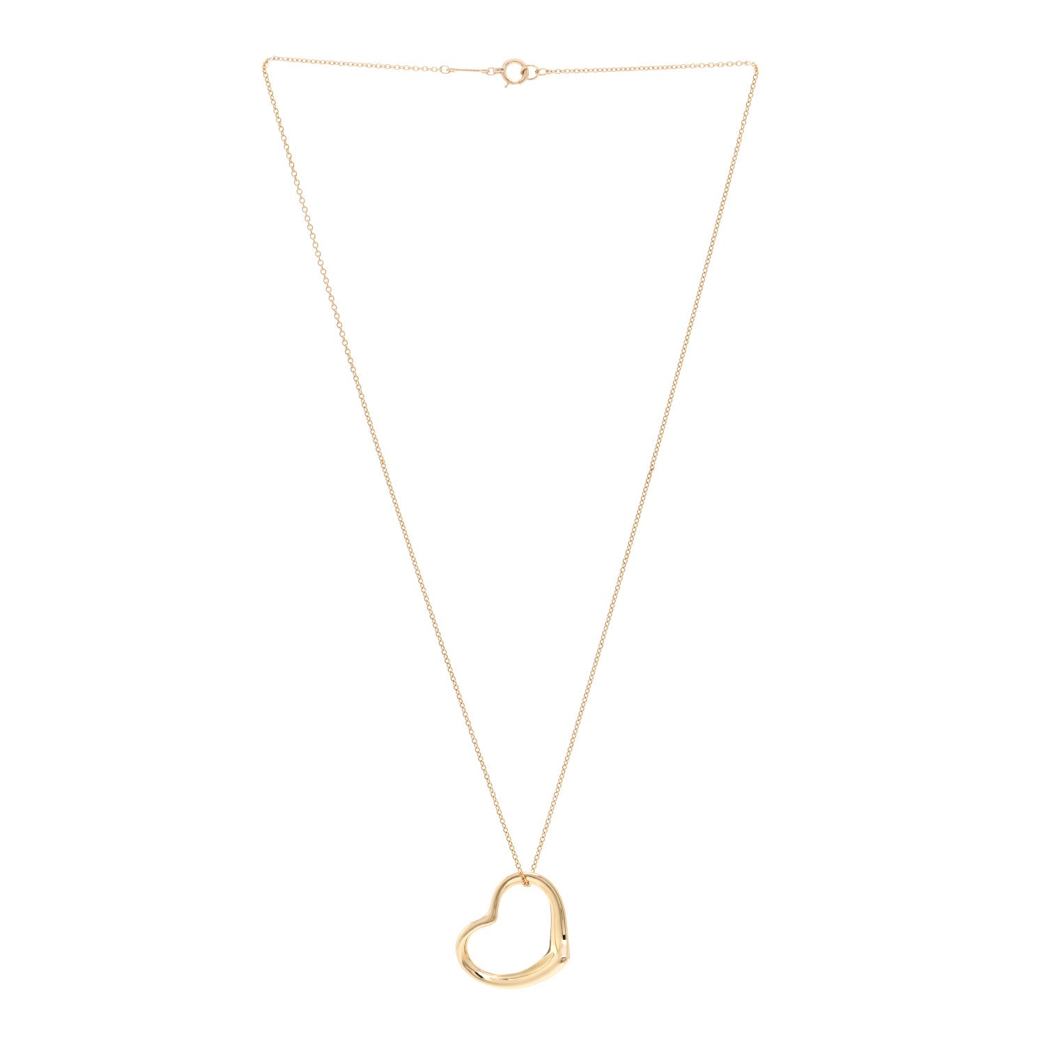 Tiffany 18K Yellow Gold 22mm Elsa Peretti Open Heart Pendant Necklace 3 of 4