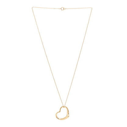 Tiffany 18K Yellow Gold 22mm Elsa Peretti Open Heart Pendant Necklace 3 of 4