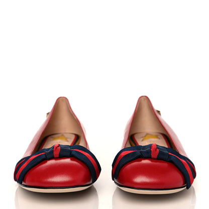 Gucci Calfskin Web Bow Ballerina Flat 38.5 Red 2 of 9
