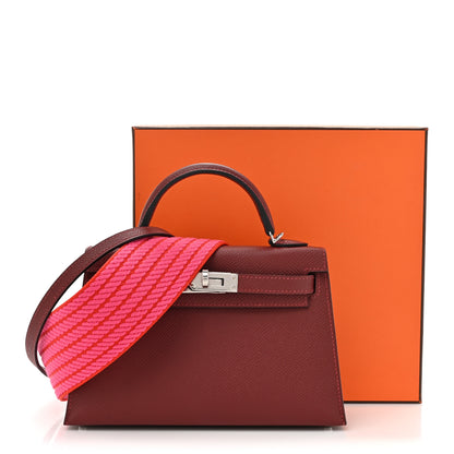Hermes Epsom Mini Kelly Sellier 20 Sangle Cordage Rouge H Orange Field Rose Tyrien 12 of 12